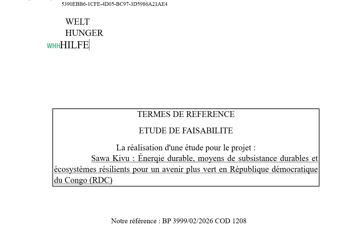 TERMES DE REFERENCE ETUDE DE FAISABILITE